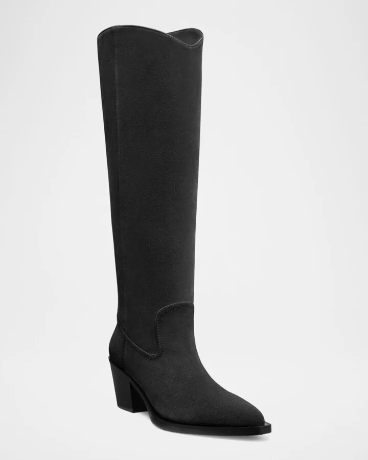 Tate Knee-High Pointed Suede Boots - Image 9