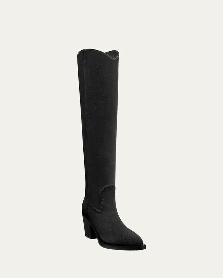 Tate Knee-High Pointed Suede Boots - Image 3