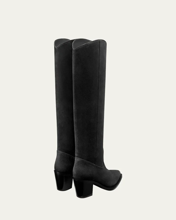 Tate Knee-High Pointed Suede Boots - Image 6