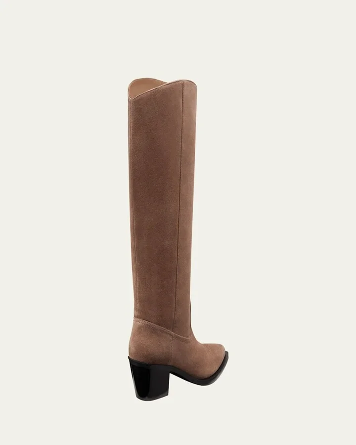Tate Knee-High Pointed Suede Boots - Image 7