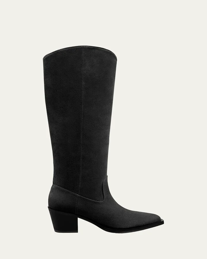 Tate Knee-High Pointed Suede Boots