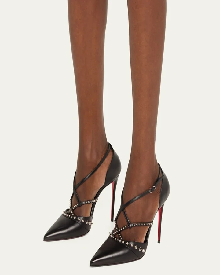 Tatooshka Spikes Red Sole Ankle-Strap Pumps - Image 2