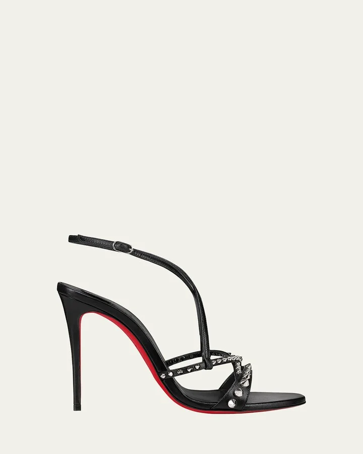 Tatooshka Spikes Red Sole Ankle-Strap Sandals