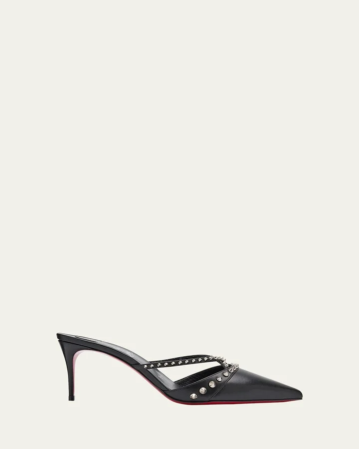 Tatooshka Spikes Red Sole Mule Pumps
