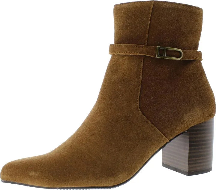 Tatum Womens Suede Stacked Heel Ankle Boots