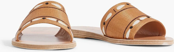Taygete embroidered raffia slides - Image 2