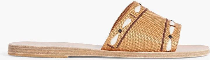 Taygete embroidered raffia slides