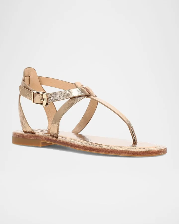 Taylor Metallic Ankle-Strap Thong Sandals - Image 3