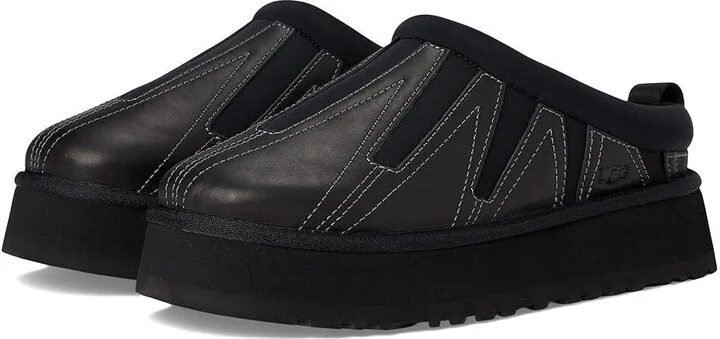 Tazz Sunwave 1169771-BLK Womens US 7 Black Leather Platform Slippers ZPO3712