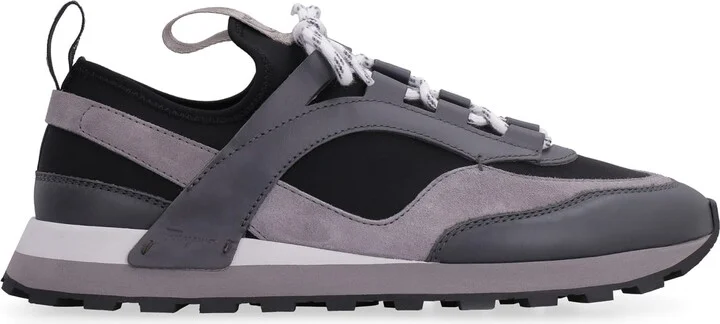 Techno Fabric And Leather Sneakers