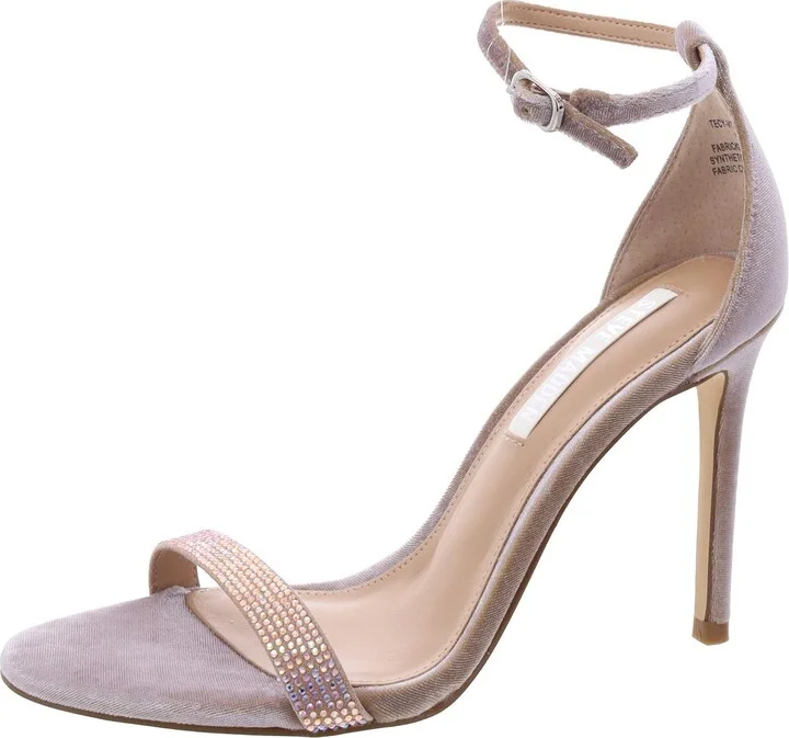 TecyV Womens Rhinestone Velvet Ankle Strap