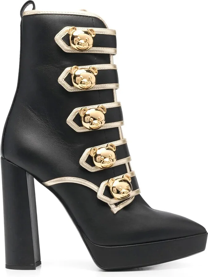 Teddy Bear button-detail leather boots