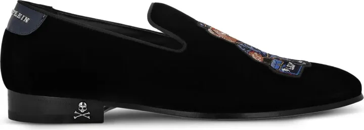 Teddy Doorman embroidered velvet loafers