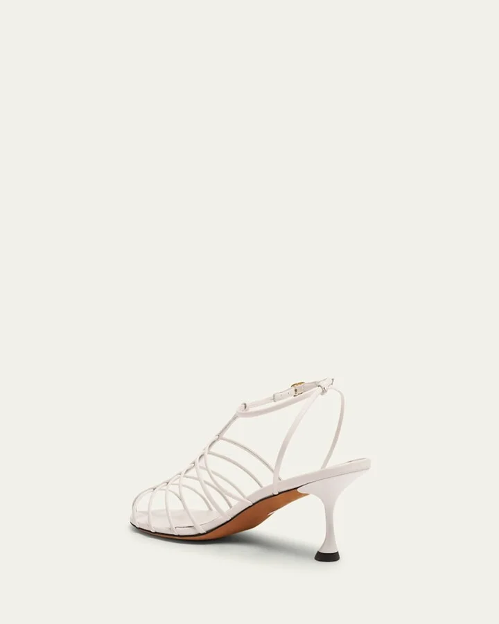 Tee Leather Caged Heeled Sandals - Image 4