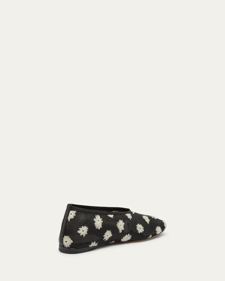 Tee Mesh Embroidered Ballet Flats - Image 5