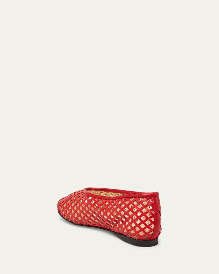 Tee Perforated Leather Ballerina Flats - Image 2