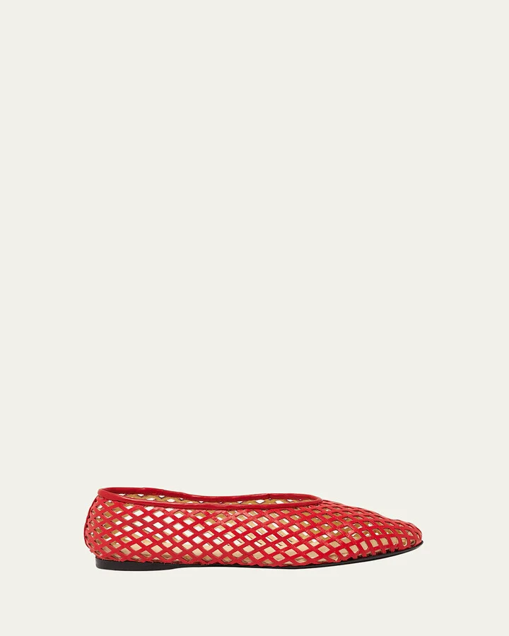 Tee Perforated Leather Ballerina Flats