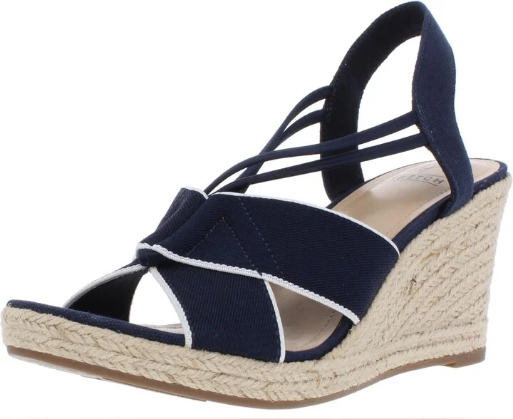 Tegan Womens Wedge T-Strap Espadrilles