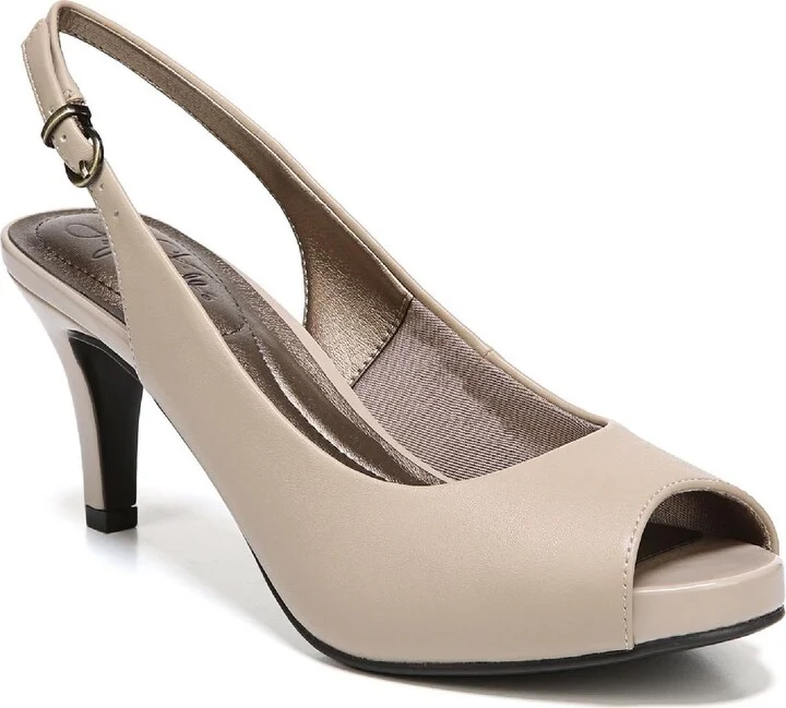 Teller Womens Solid Slingback Peep-Toe Heels