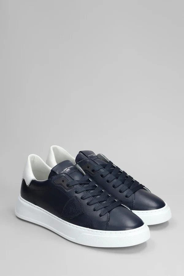 Temple Low Sneakers In Blue Leather - Image 2