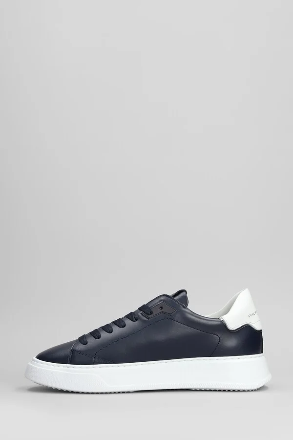 Temple Low Sneakers In Blue Leather - Image 3