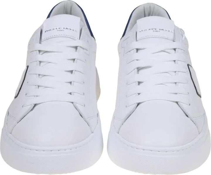 Temple Sneakers In White/blue Leather - Image 2