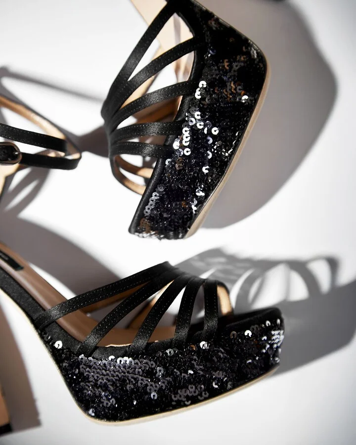 Tems Sequin-Embellished Satin Platform Sandal - Image 3