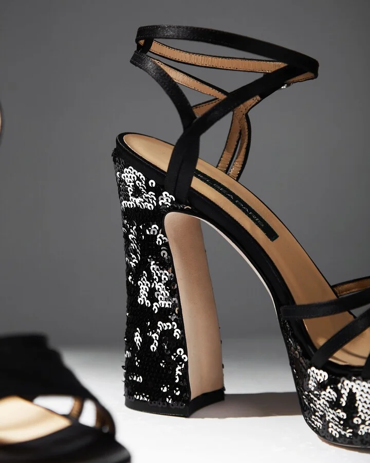 Tems Sequin-Embellished Satin Platform Sandal - Image 4