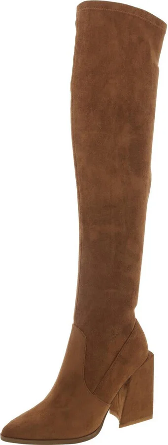 Tenacious Womens Faux Suede Pointed Toe Over-The-Knee Boots