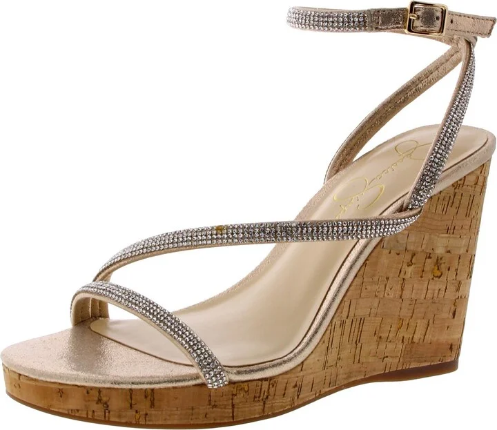 Tenley Womens Satin Open Toe Wedge Sandals