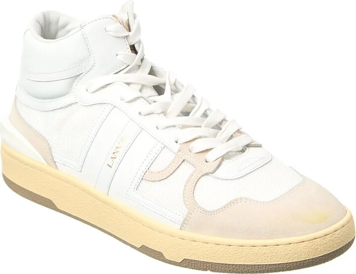 Tennis Leather & Mesh High-Top Sneaker