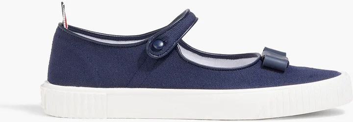 Tennis Mary Jane bow-detailed canvas sneakers