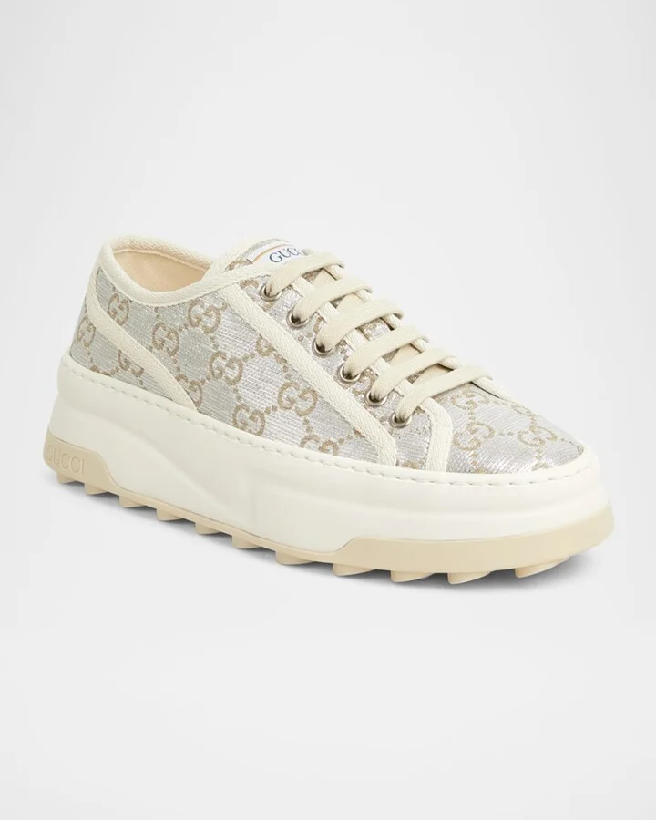 Tennis Treck GG Metallic Flatform Sneakers - Image 6