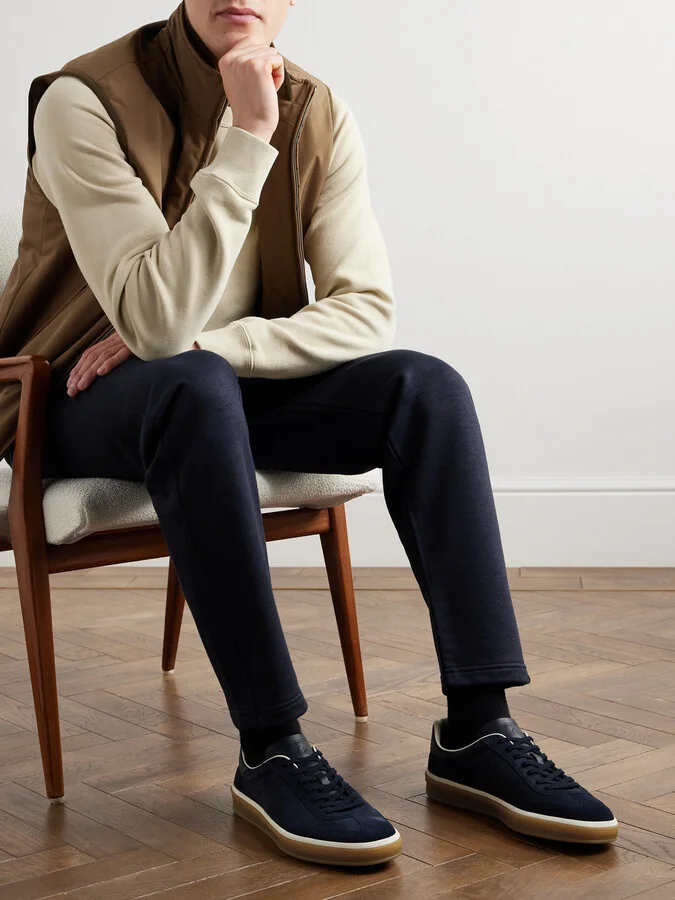 Tennis Walk Leather-Trimmed Suede Sneakers - Image 2