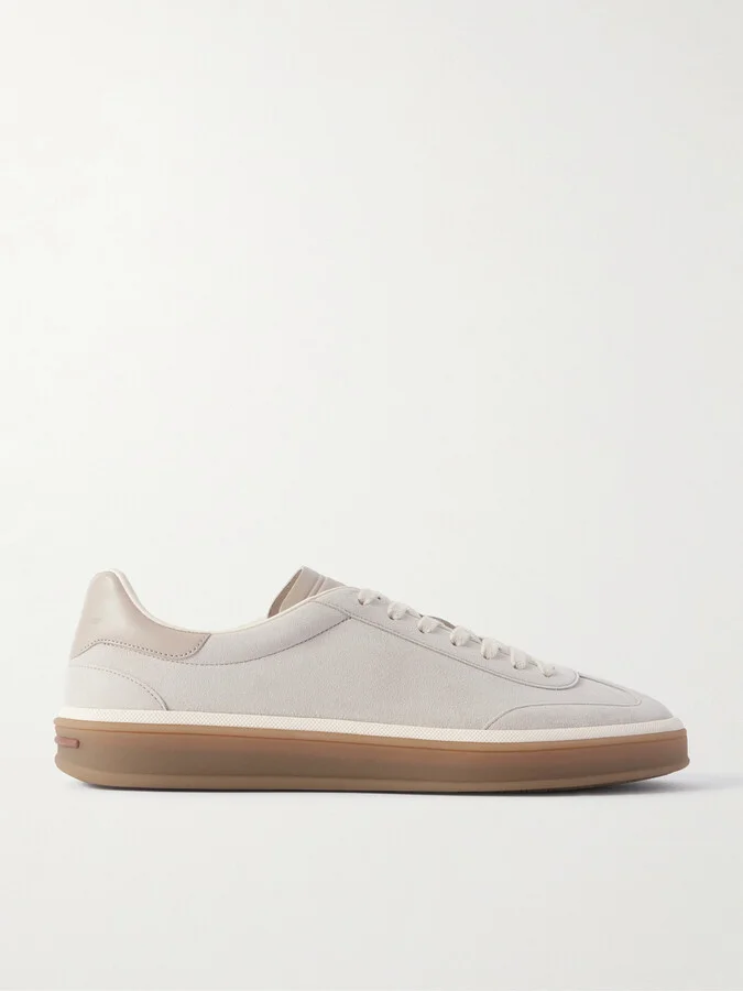 Tennis Walk Leather-Trimmed Suede Sneakers