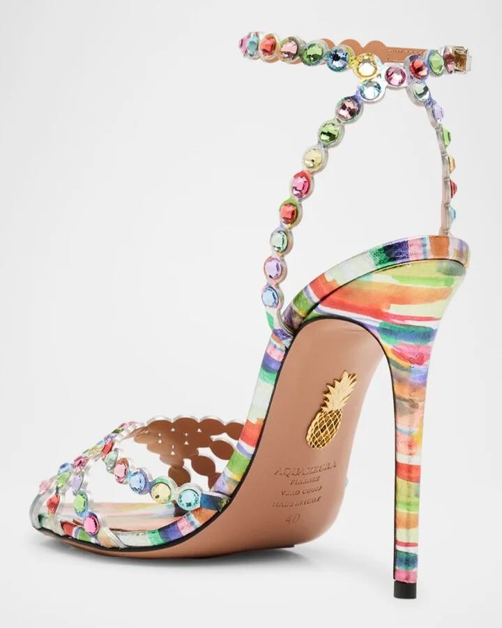 Tequila Brush Strokes Printed Stiletto Sandals - Image 2