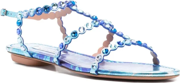 Tequila crystal-embellished leather sandals - Image 2