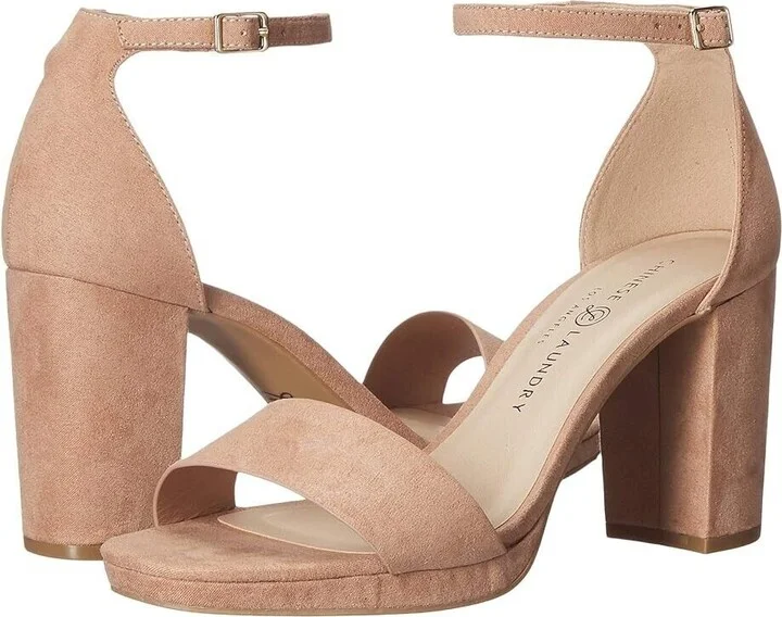 Teri Sandals Women US 10 Dark Nude Ankle Strap Block Heel KHD418