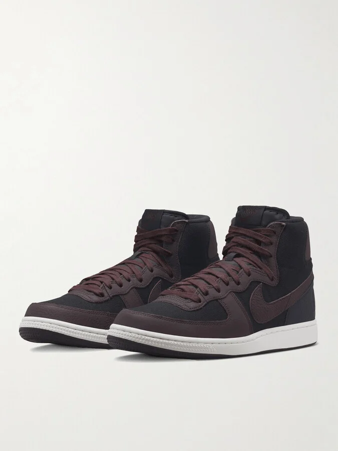 Terminator Leather-Trimmed Canvas High-Top Sneakers - Image 2