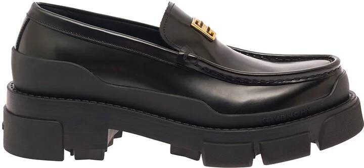 'terra' Black Loafers With 4g Logo In Leather Woman