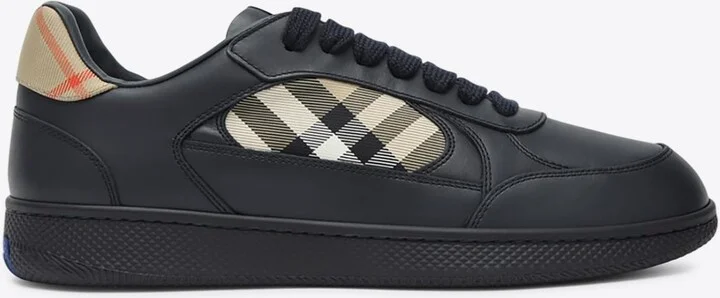 Terrace Leather and Check Low-Top Sneakers