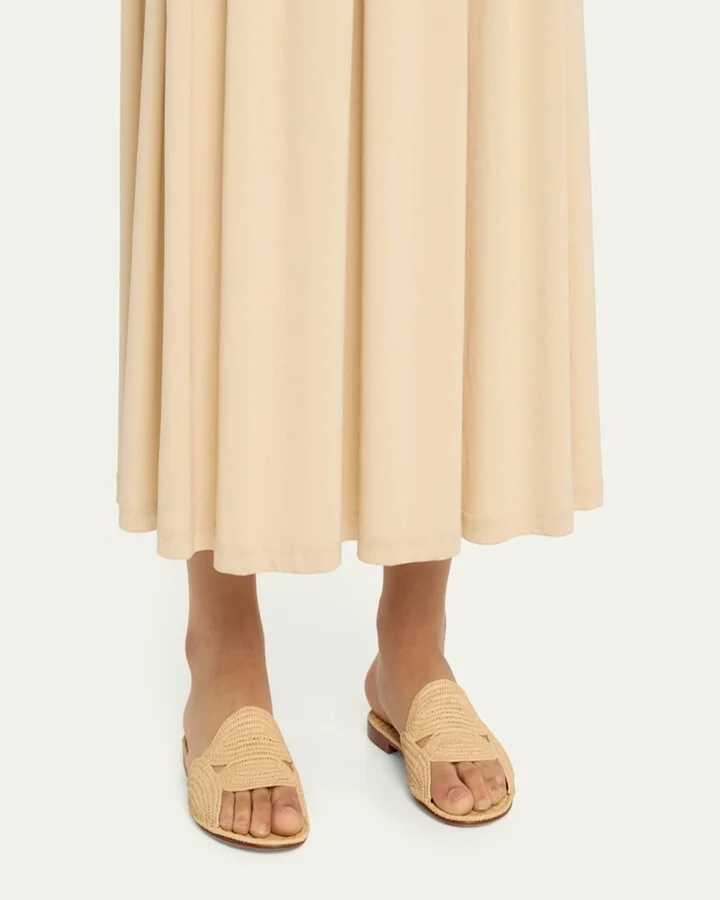 Terre Raffia Flat Slide Sandals - Image 6