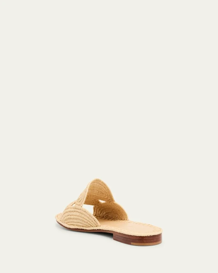 Terre Raffia Flat Slide Sandals - Image 11