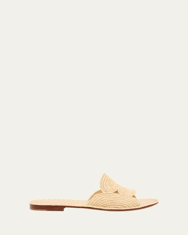 Terre Raffia Flat Slide Sandals