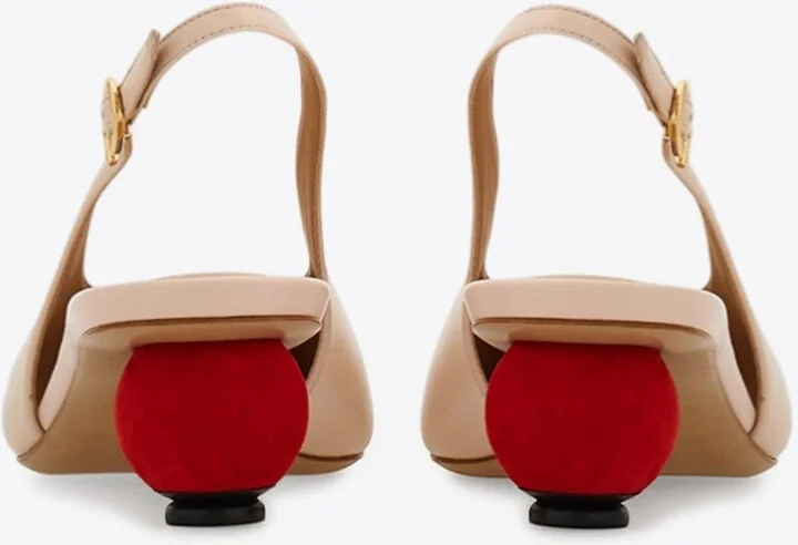 Tessie 40 Spherical Heel Leather Slingback Pumps - Image 2