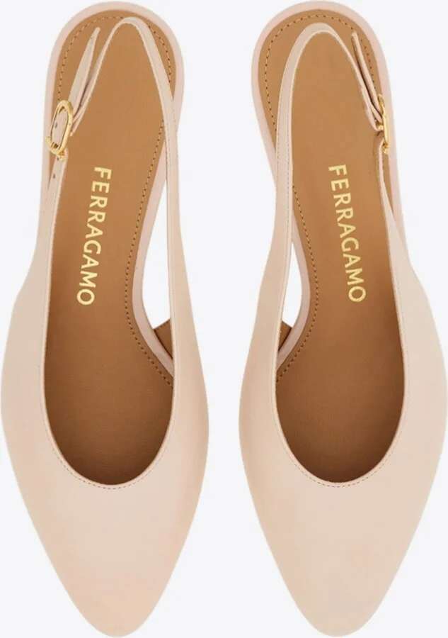 Tessie 40 Spherical Heel Leather Slingback Pumps - Image 3