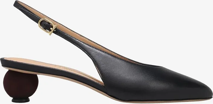 Tessie 40 Spherical Heel Leather Slingback Pumps