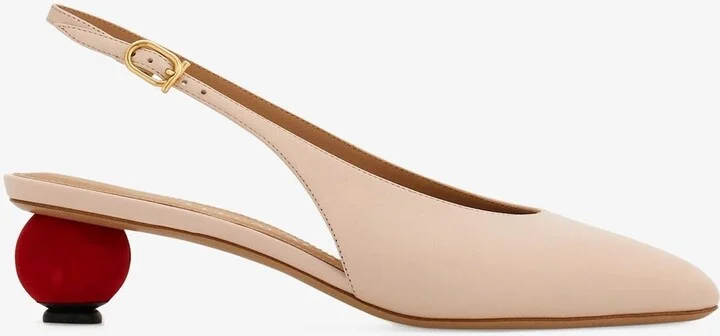 Tessie 40 Spherical Heel Leather Slingback Pumps
