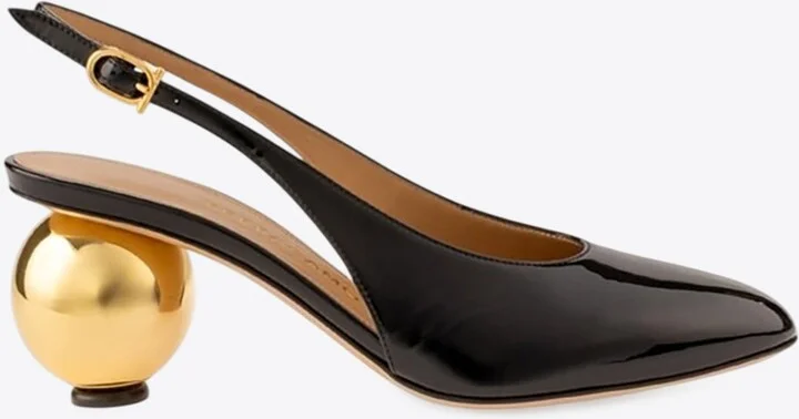 Tessie 70 Spherical Heel Leather Slingback Pumps