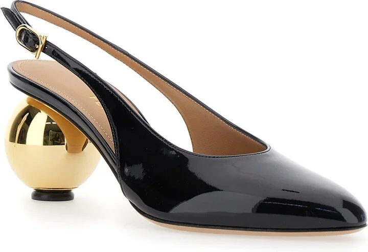 'tessie' Black Slingback Pumps With Spherical Heel In Patent Leather Woman - Image 2